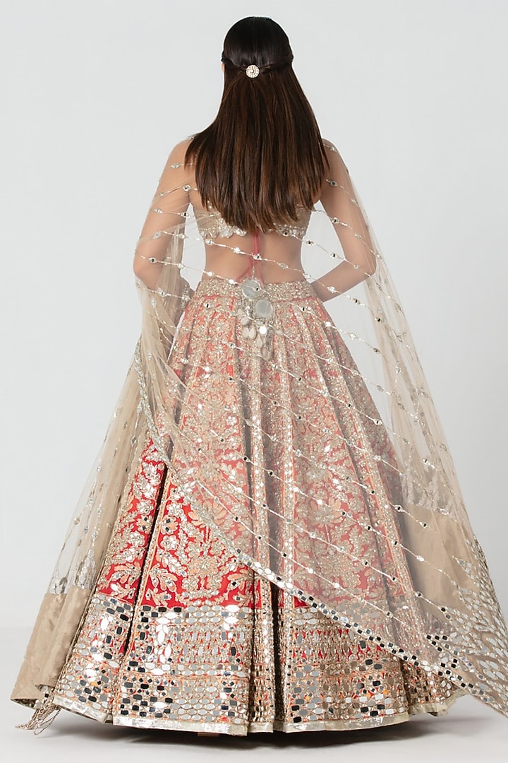 Multi-Colored Silk Gota Embroidered Bridal Bridal Lehenga Set by Abhinav Mishra at Pernia's Pop Up Shop