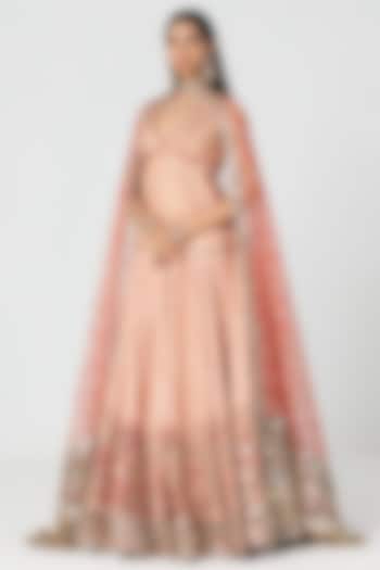 Multi-Colored Silk Zari Embroidered Bridal Bridal Lehenga Set by Abhinav Mishra at Pernia's Pop Up Shop