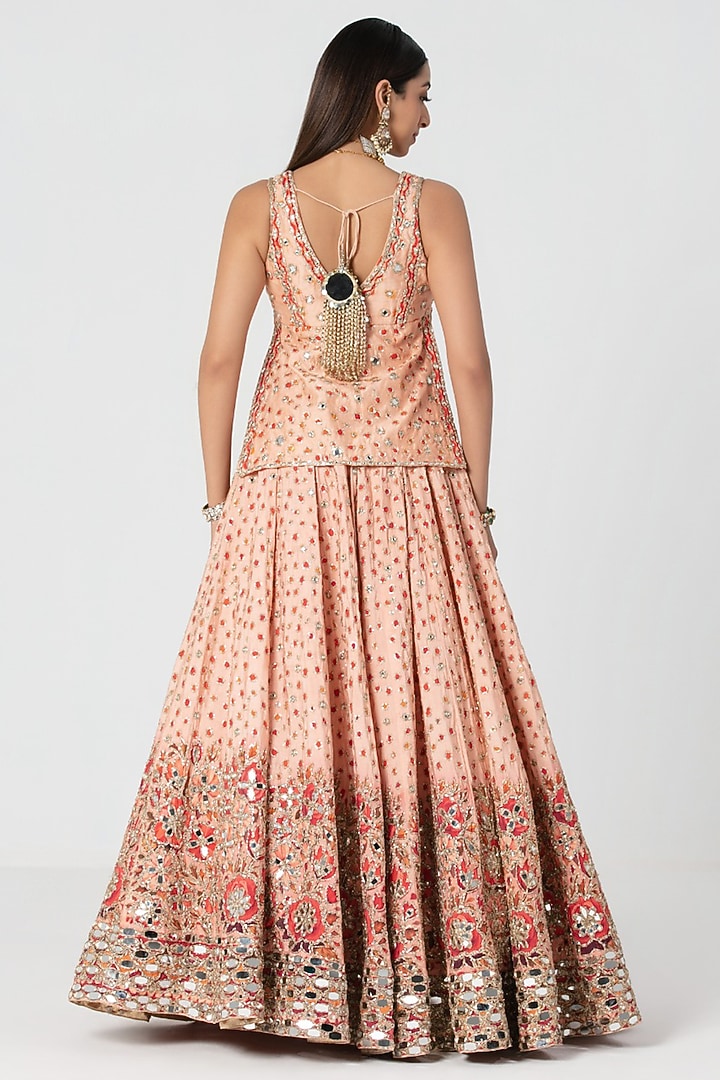 Multi-Colored Silk Zari Embroidered Bridal Bridal Lehenga Set by Abhinav Mishra at Pernia's Pop Up Shop