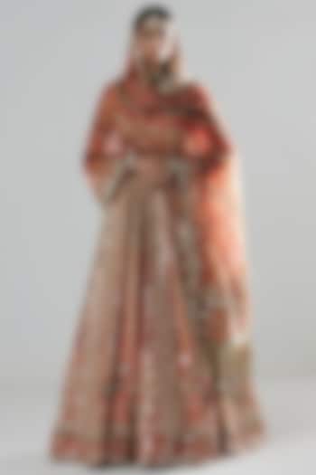 Multi-Colored Silk Gota Embroidered Bridal Anarkali Set by Abhinav Mishra at Pernia's Pop Up Shop