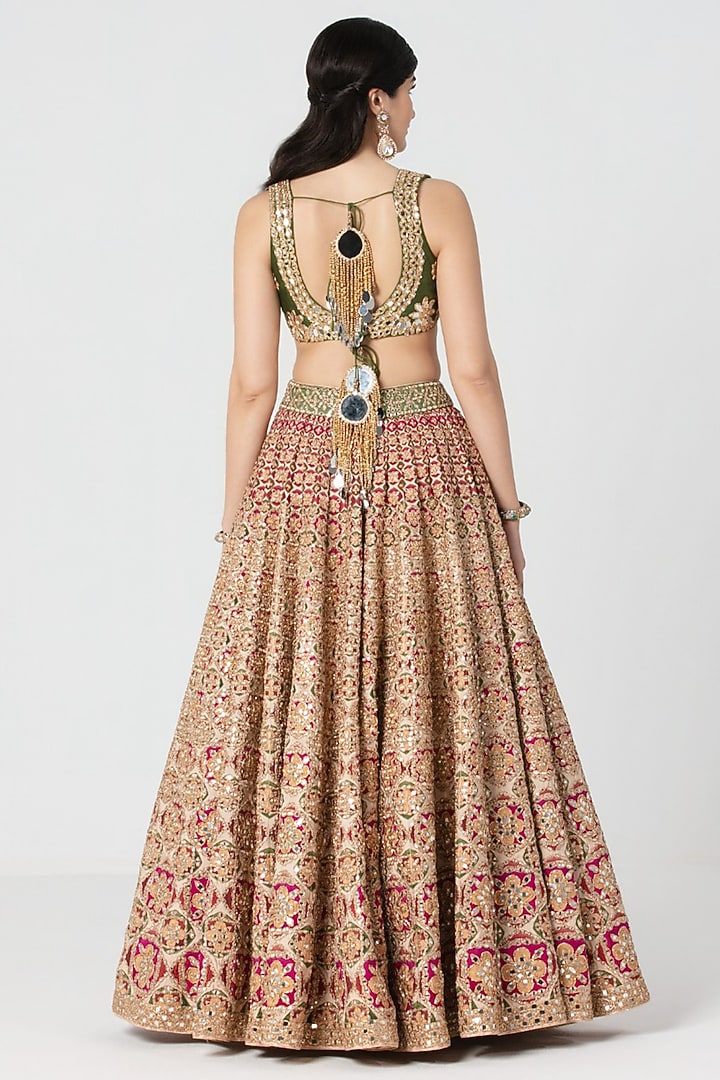 Multi-Colored Silk Bead Embroidered Bridal Bridal Lehenga Set by Abhinav Mishra at Pernia's Pop Up Shop