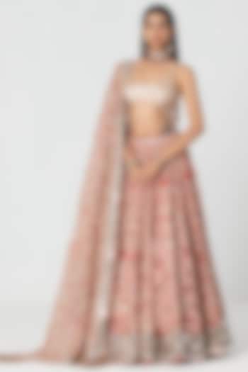 Multi-Colored Chanderi Silk Sequin Embroidered Bridal Bridal Lehenga Set by Abhinav Mishra at Pernia's Pop Up Shop