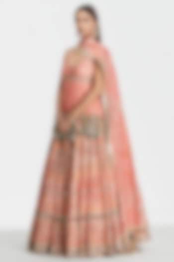 Multi-Colored Silk Mirror Embroidered Bridal Bridal Lehenga Set by Abhinav Mishra at Pernia's Pop Up Shop
