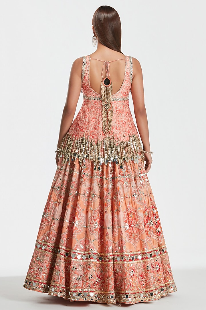 Multi-Colored Silk Mirror Embroidered Bridal Bridal Lehenga Set by Abhinav Mishra at Pernia's Pop Up Shop