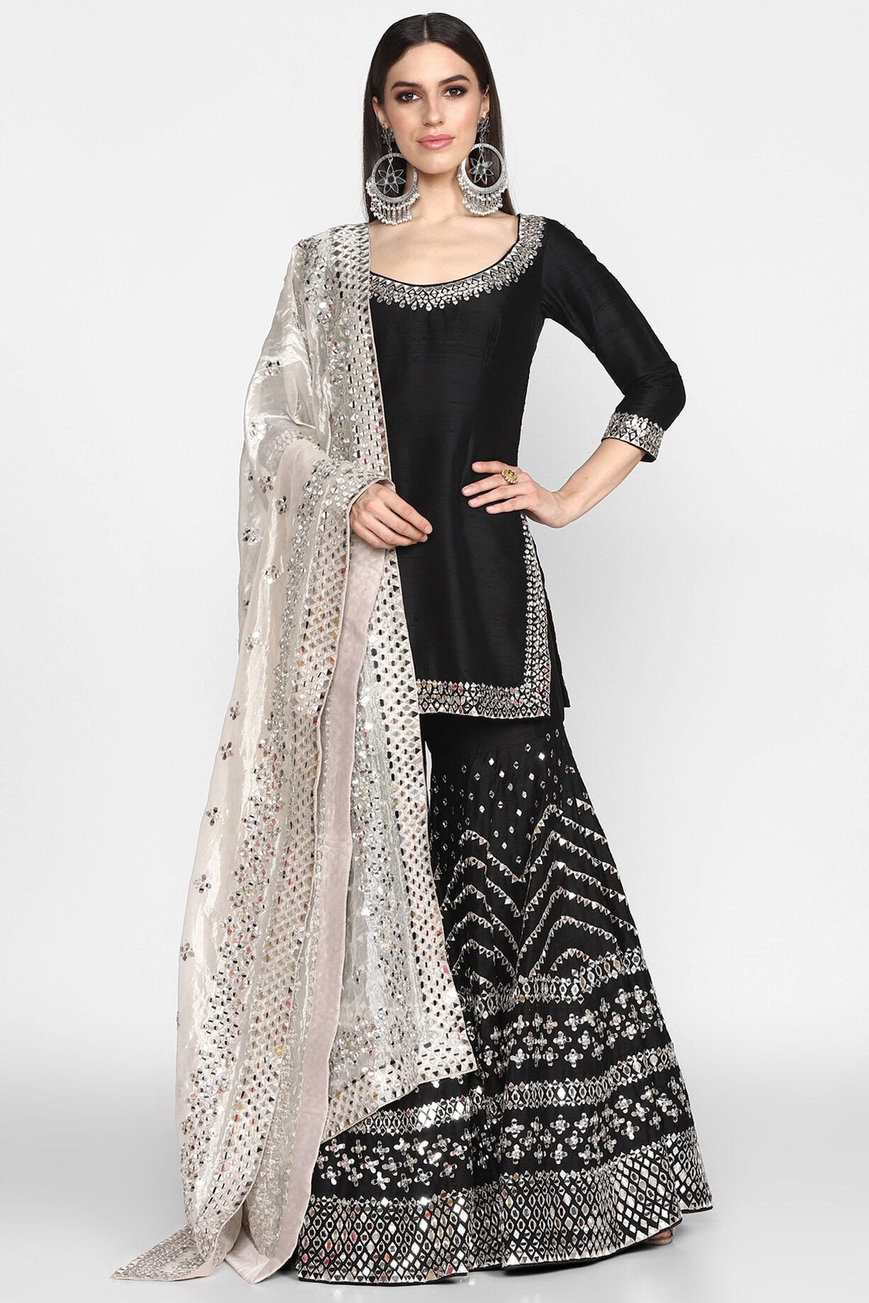 Black Embroidered Sharara Set by Abhinav Mishra at Pernia's Pop Up Shop ...