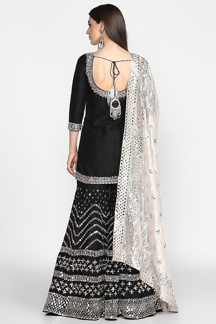 Black Embroidered Sharara Set Design by Abhinav Mishra at Pernia's Pop ...