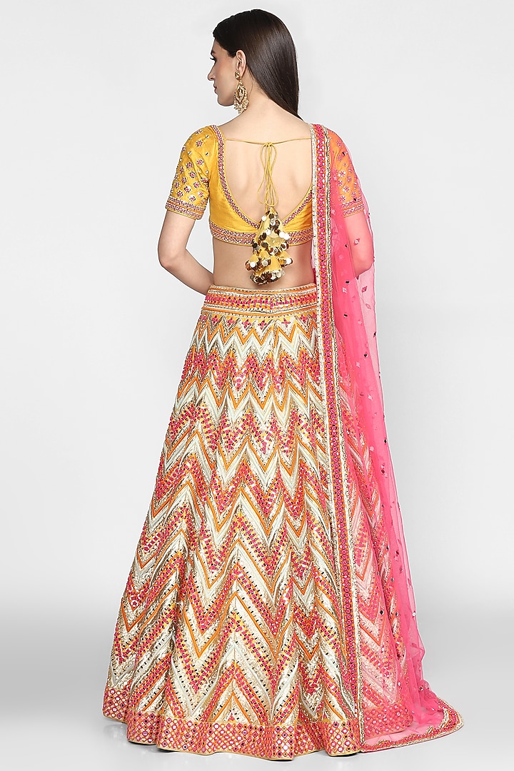 Multi Colored Embroidered Bridal Lehenga Set by Abhinav Mishra at Pernia's Pop Up Shop