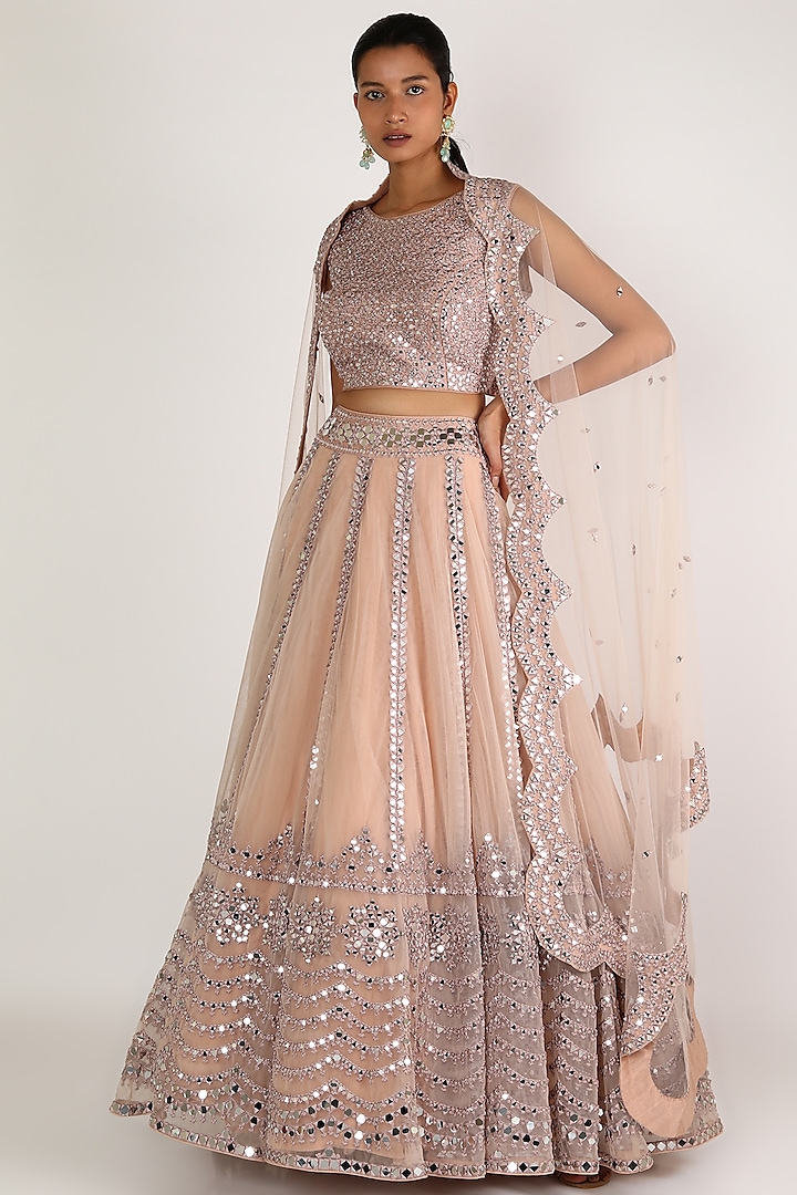 Light Lilac Embroidered Lehenga Set by Abhinav Mishra