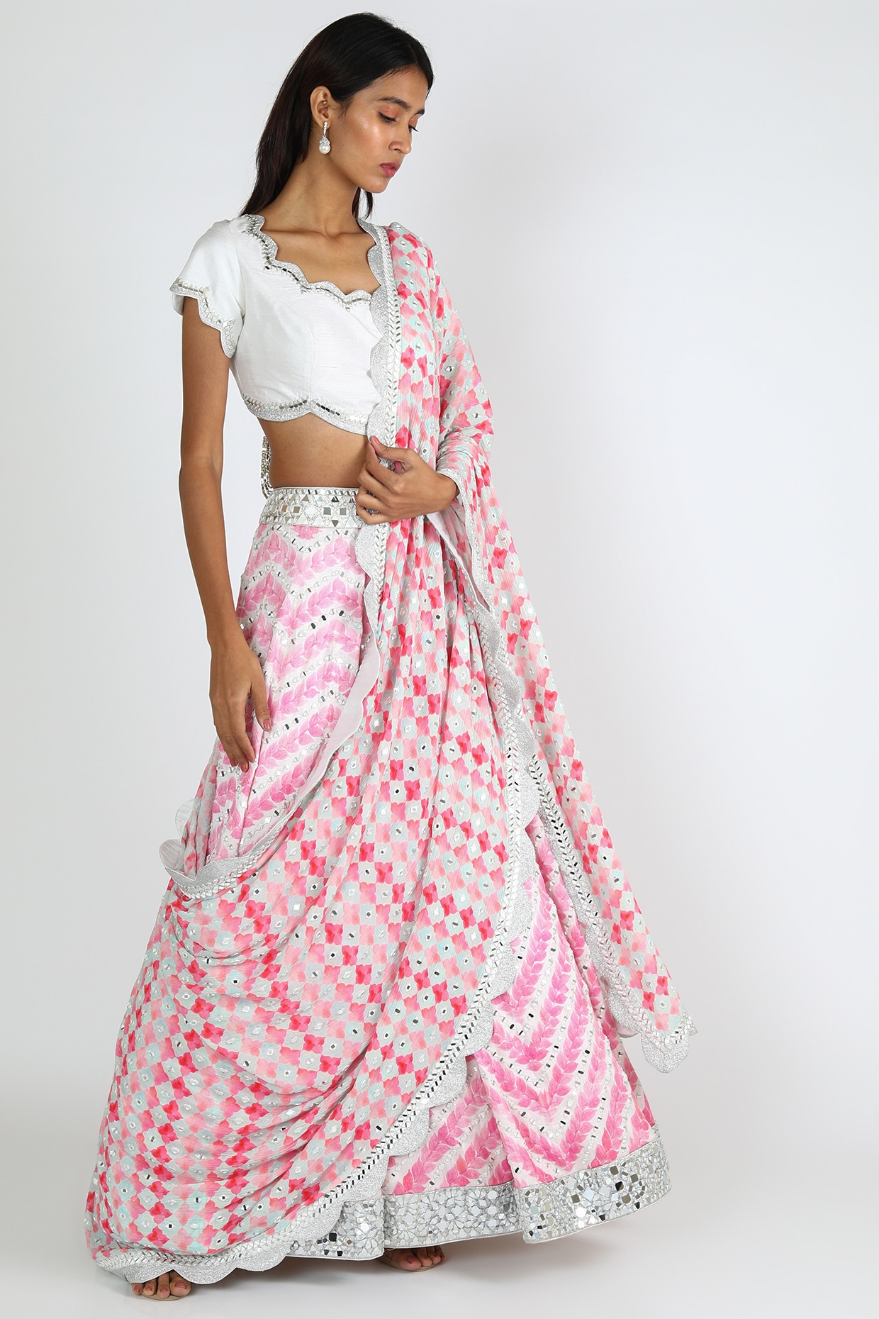 Buy Fashion Dream Girls White Embroidered Tie & Dye Tabby Silk Lehenga  Choli Set | Girls Lehenga Choli | Girls Ethnic Wear | Lehenga Choli |  Readymade Lehenga Choli | Ghagra Choli |