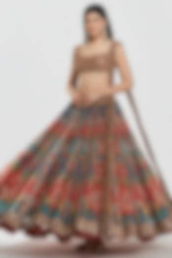 Multi-Colored Organza Mirror Work Bridal Lehenga Set by Abhinav Mishra at Pernia's Pop Up Shop