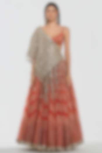 Multi-Colored Organza Zari Work Bridal Lehenga Set by Abhinav Mishra at Pernia's Pop Up Shop