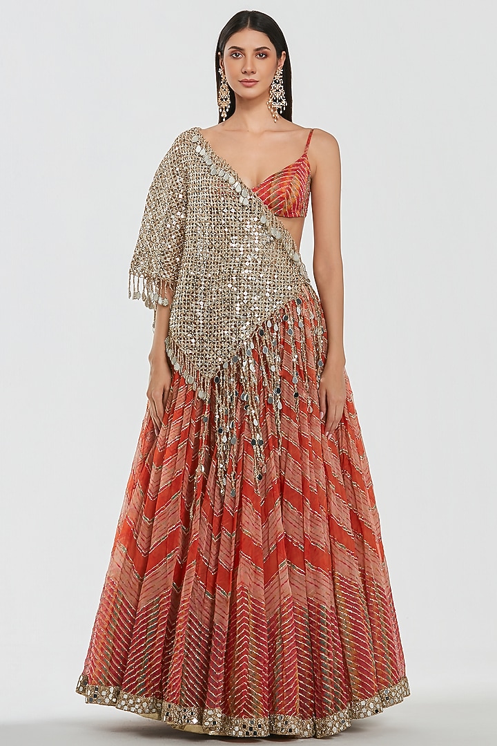 Multi-Colored Organza Zari Work Bridal Lehenga Set by Abhinav Mishra at Pernia's Pop Up Shop