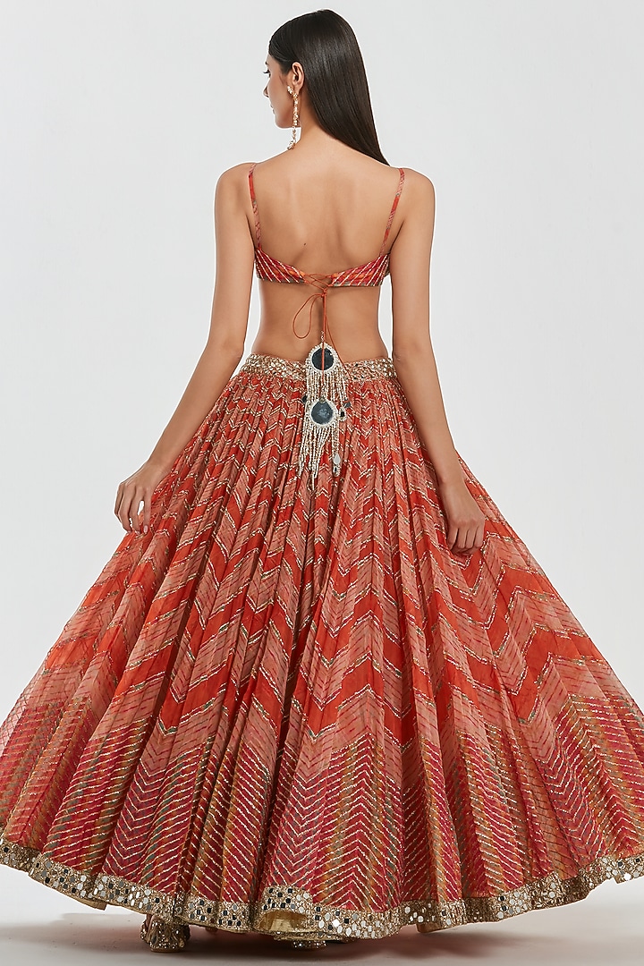 Multi-Colored Organza Zari Work Bridal Lehenga Set by Abhinav Mishra at Pernia's Pop Up Shop