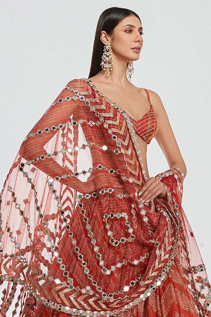 Multi-Colored Organza Zari Work Bridal Lehenga Set by Abhinav Mishra at Pernia's Pop Up Shop