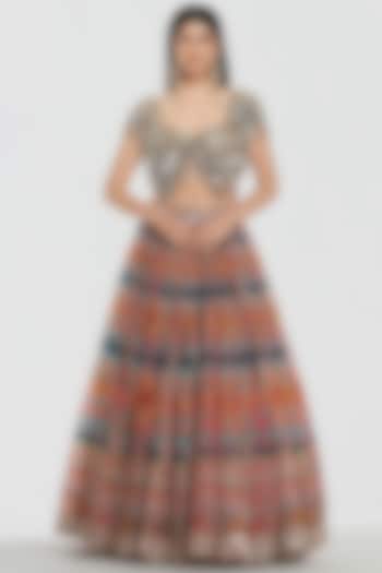 Multi-Colored Organza Sequins Work Bridal Lehenga Set by Abhinav Mishra at Pernia's Pop Up Shop