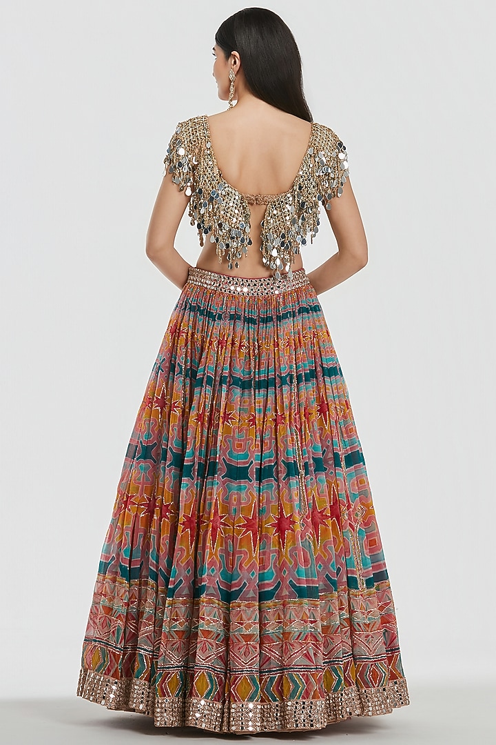 Multi-Colored Organza Sequins Work Bridal Lehenga Set by Abhinav Mishra at Pernia's Pop Up Shop