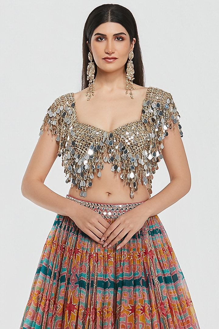 Multi-Colored Organza Sequins Work Bridal Lehenga Set by Abhinav Mishra at Pernia's Pop Up Shop