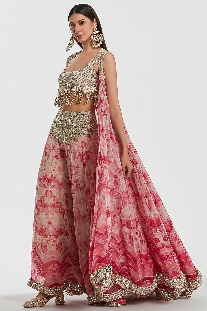 Multi-Colored Organza Zari Work Jacket Set by Abhinav Mishra at Pernia's Pop Up Shop