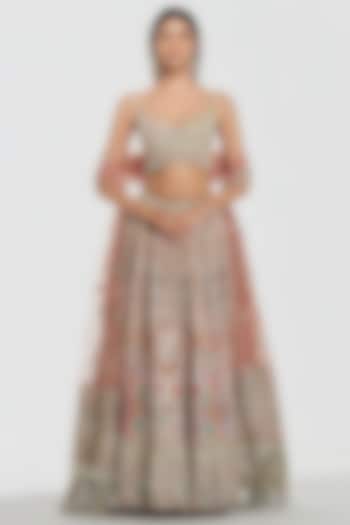 Multi-Colored Chanderi Mirror Work Bridal Lehenga Set by Abhinav Mishra at Pernia's Pop Up Shop