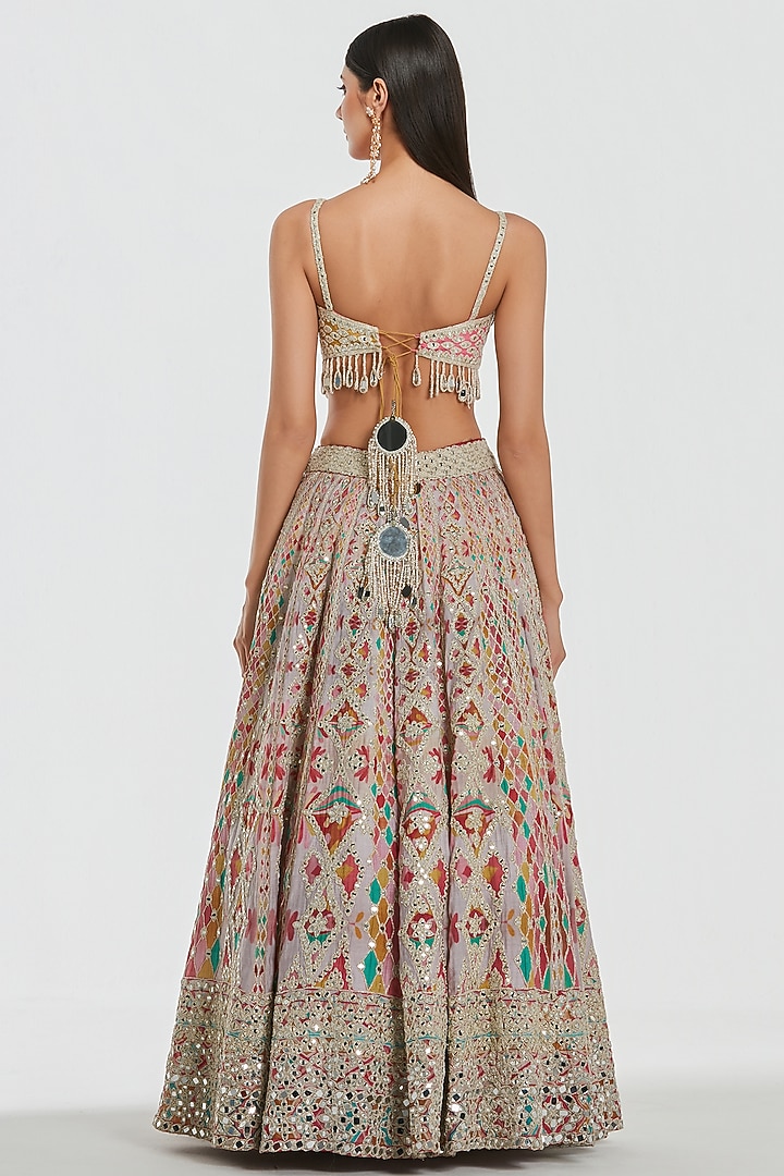 Multi-Colored Chanderi Mirror Work Bridal Lehenga Set by Abhinav Mishra at Pernia's Pop Up Shop