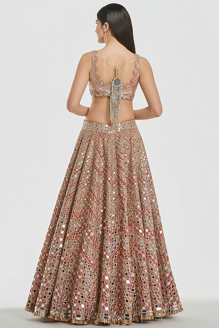 Multi-Colored Chanderi Mirror Work Bridal Lehenga Set by Abhinav Mishra at Pernia's Pop Up Shop