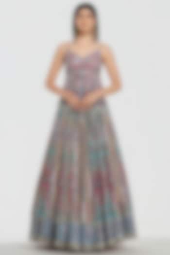 Multi-Colored Chanderi Mirror Work Bridal Lehenga Set by Abhinav Mishra at Pernia's Pop Up Shop