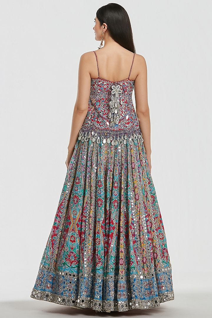 Multi-Colored Chanderi Mirror Work Bridal Lehenga Set by Abhinav Mishra at Pernia's Pop Up Shop