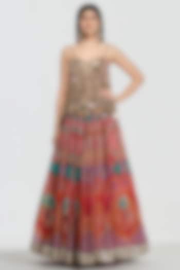 Multi-Colored Organza Sequins Work Bridal Lehenga Set by Abhinav Mishra at Pernia's Pop Up Shop