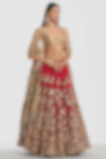 Multi-Colored Net Mirror Work Bridal Lehenga Set by Abhinav Mishra at Pernia's Pop Up Shop