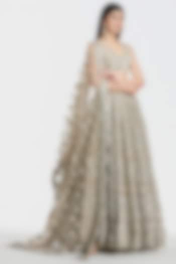 Champagne Gold Net Gota Work Bridal Lehenga Set by Abhinav Mishra at Pernia's Pop Up Shop