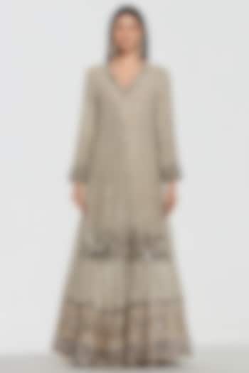 Ivory Chanderi Mirror Work Bridal Sharara Set by Abhinav Mishra at Pernia's Pop Up Shop