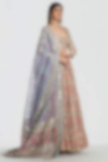 Multi-Colored Chanderi Mirror Work Bridal Lehenga Set by Abhinav Mishra at Pernia's Pop Up Shop