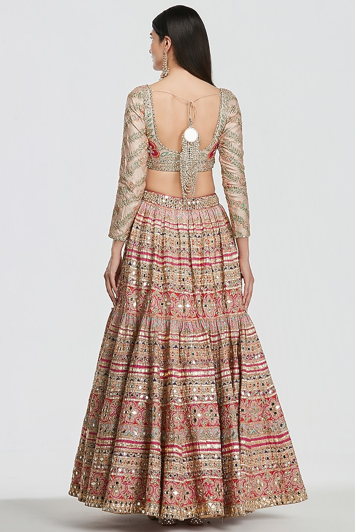 Multi-Colored Chanderi Mirror Work Bridal Lehenga Set by Abhinav Mishra at Pernia's Pop Up Shop