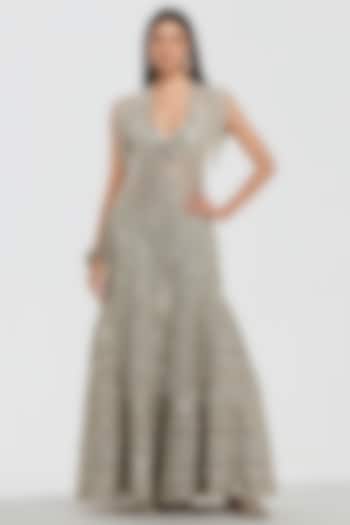 Ivory Net Mirror Work Bridal Sharara Set by Abhinav Mishra at Pernia's Pop Up Shop