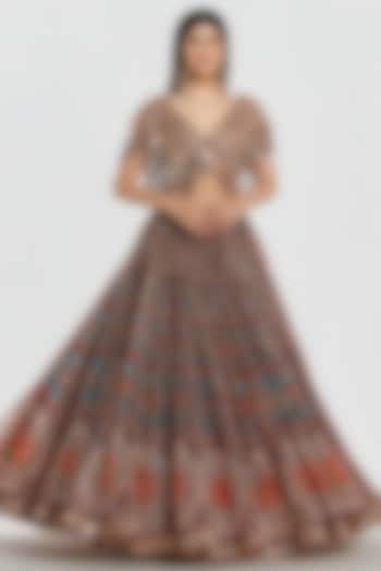 Multi-Colored Organza Sequins Work Bridal Lehenga Set by Abhinav Mishra at Pernia's Pop Up Shop