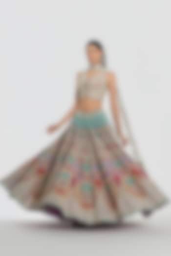 Multi-Colored Chanderi Mirror Work Bridal Lehenga Set by Abhinav Mishra at Pernia's Pop Up Shop
