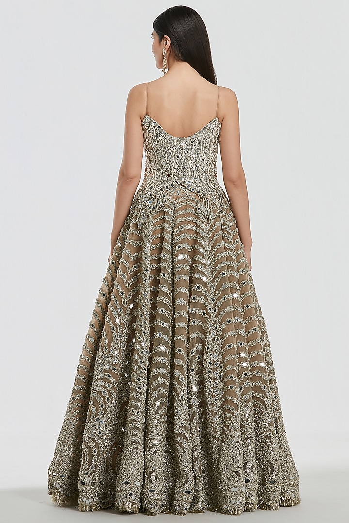 Champagne Gold Net Gota Work Bridal Lehenga Set by Abhinav Mishra at Pernia's Pop Up Shop