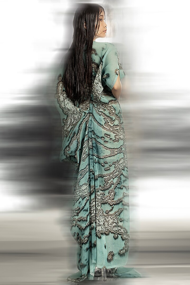 Coast Poly Georgette Printed Draped Vacation Dress by Abhishek Sharma at Pernia's Pop Up Shop