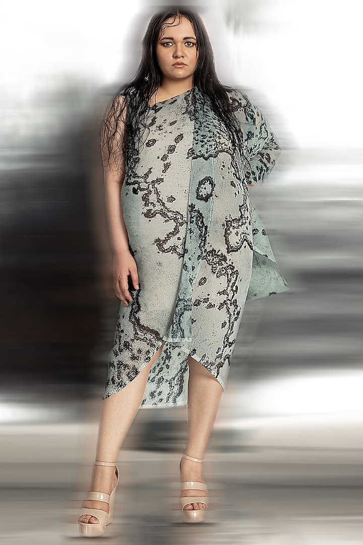 Coast Poly Georgette Printed Draped Dress by Abhishek Sharma
