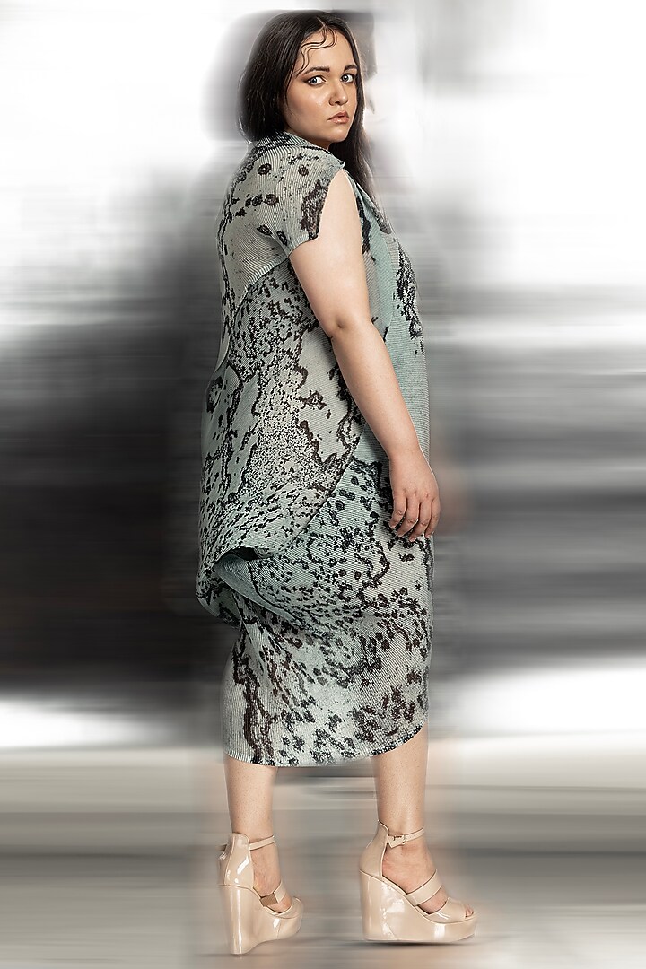 Coast Poly Georgette Printed Draped Vacation Dress by Abhishek Sharma at Pernia's Pop Up Shop