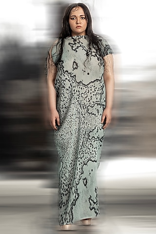 Coast Poly Georgette Printed Draped Dress by Abhishek Sharma