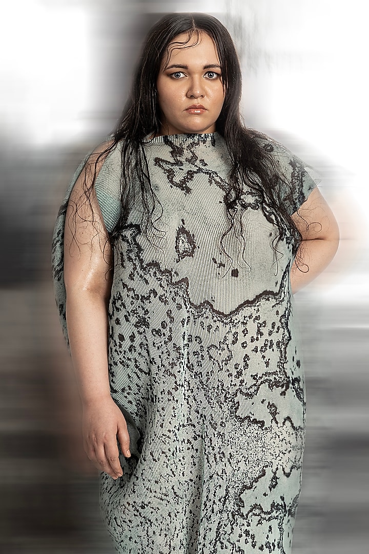 Coast Poly Georgette Printed Draped Vacation Dress by Abhishek Sharma at Pernia's Pop Up Shop