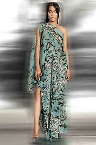 Coast Poly Georgette Asymmetric Dress by Abhishek Sharma