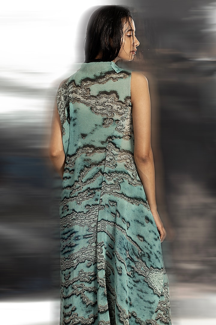 Coast Poly Georgette Printed Draped Vacation Dress by Abhishek Sharma at Pernia's Pop Up Shop