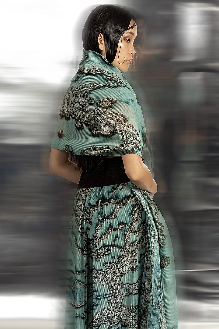 Coast Poly Georgette Printed Draped Top by Abhishek Sharma at Pernia's Pop Up Shop