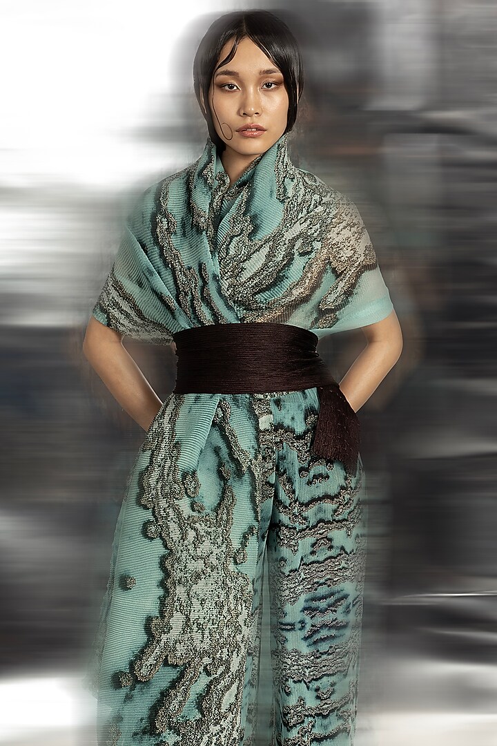 Coast Poly Georgette Printed Draped Top by Abhishek Sharma at Pernia's Pop Up Shop