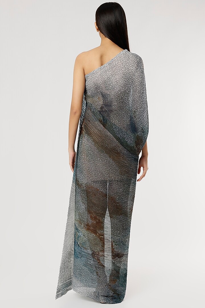 Grey Poly Georgette Vacation Dress by Abhishek Sharma at Pernia's Pop Up Shop