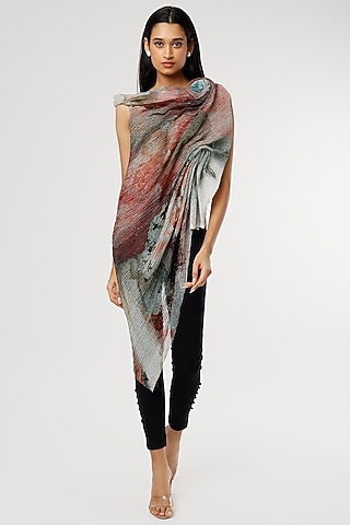 Multi-Colored Printed Draped Top by Abhishek Sharma