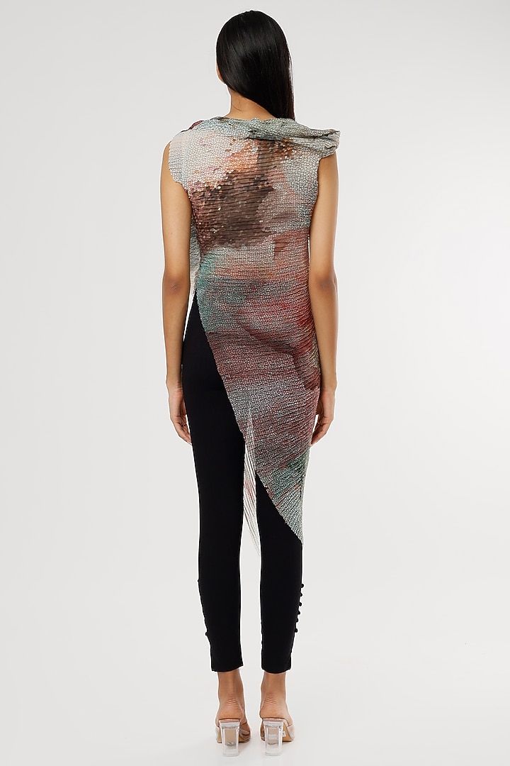Multi-Colored Printed Draped Top by Abhishek Sharma at Pernia's Pop Up Shop
