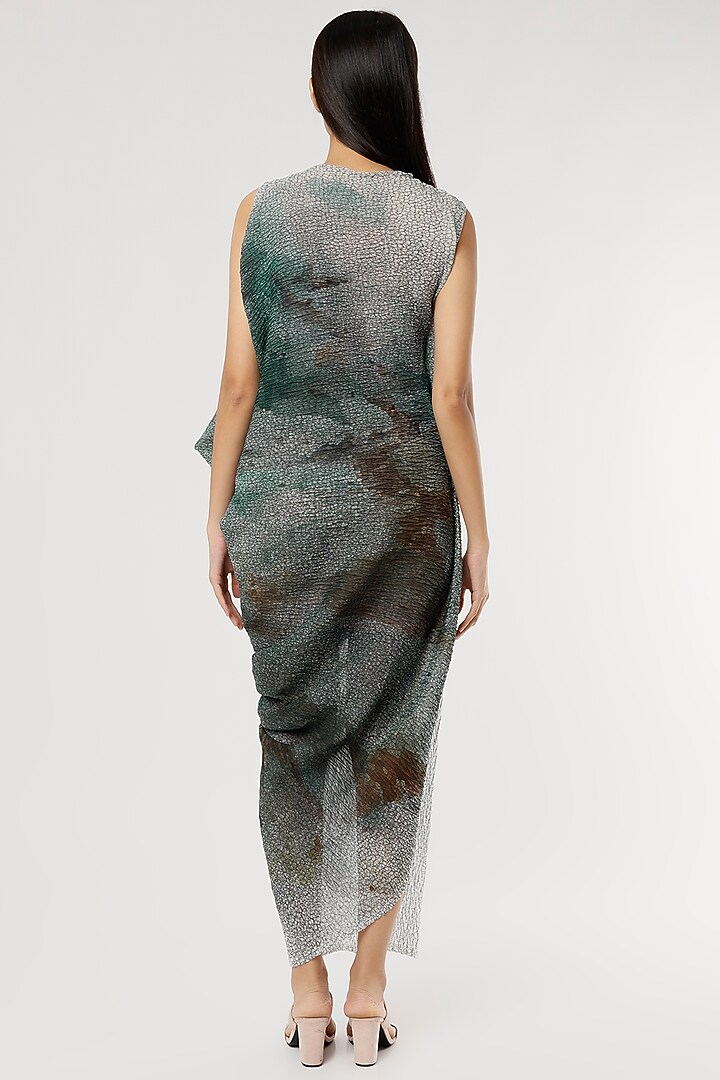Grey Poly Georgette Cowl Vacation Dress by Abhishek Sharma at Pernia's Pop Up Shop
